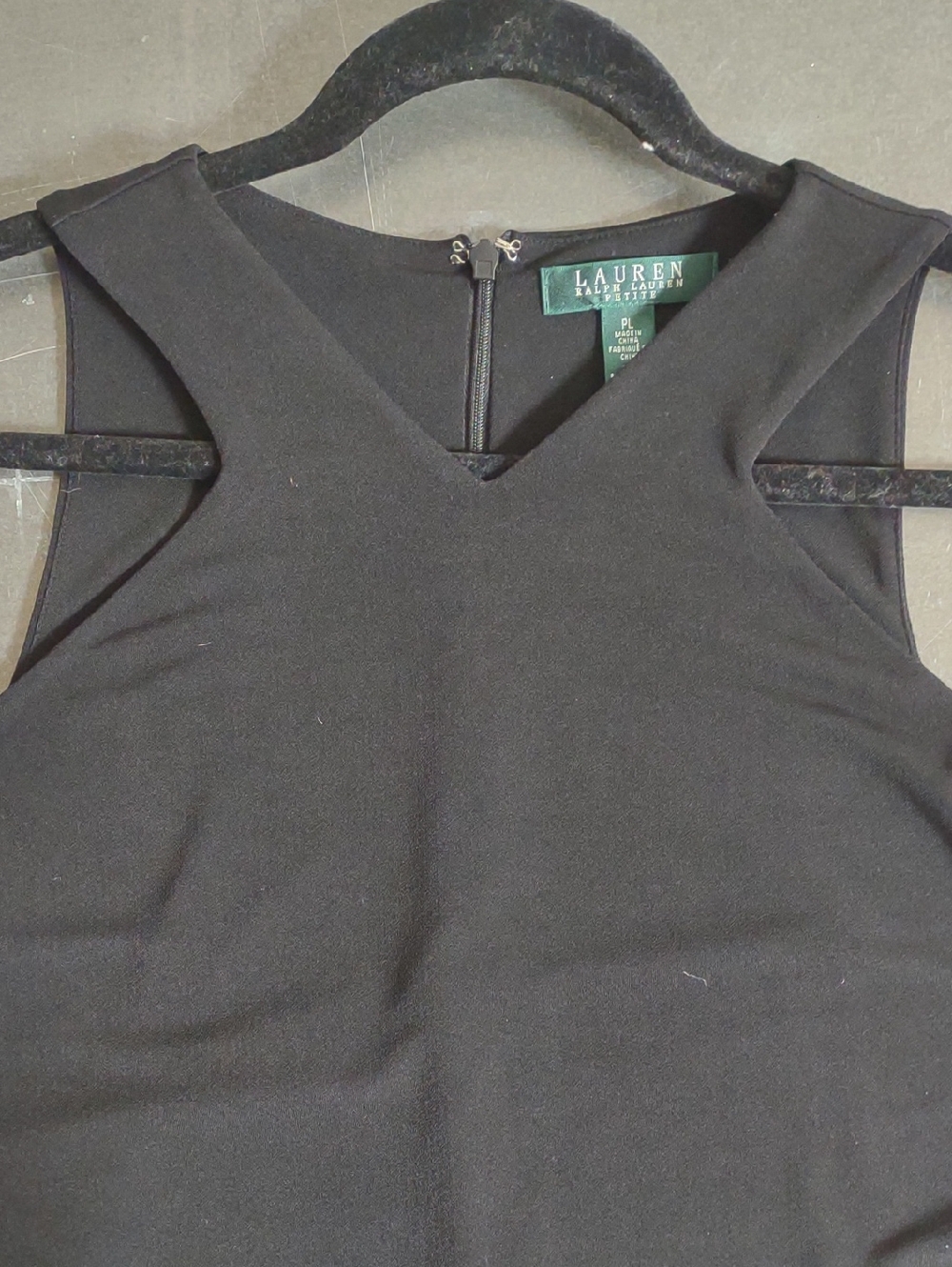 Lauren Ralph Lined Black V-Neck Sleeveless Halterneck Shell